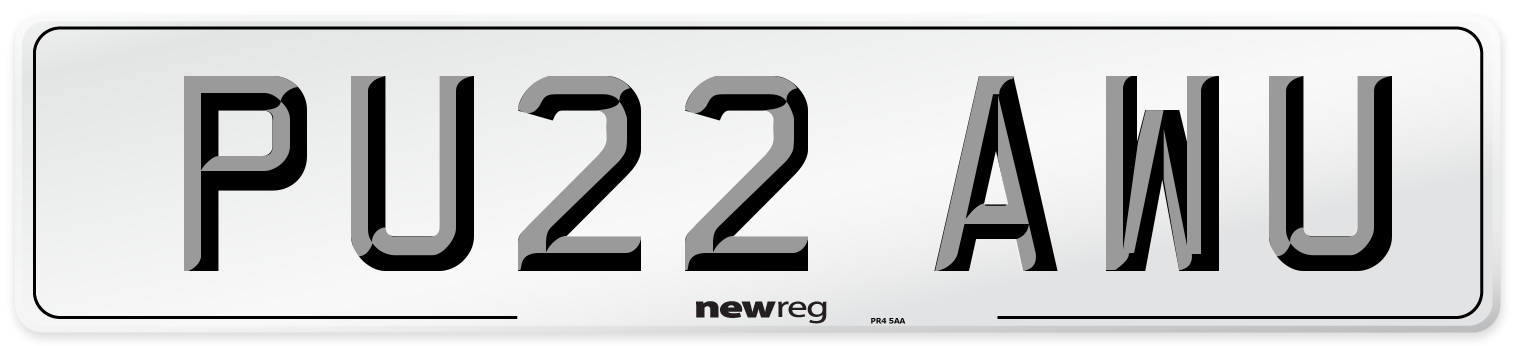 PU22 AWU Number Plate from New Reg